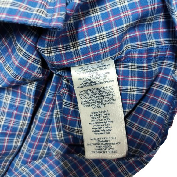 Ralph Lauren Chaps Mens Blue Plaid Button Down Shirt Long Sleeve LARGE - Picture 8 of 8